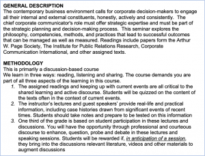 "General Description" and "Methodology" sections of the syllabus.