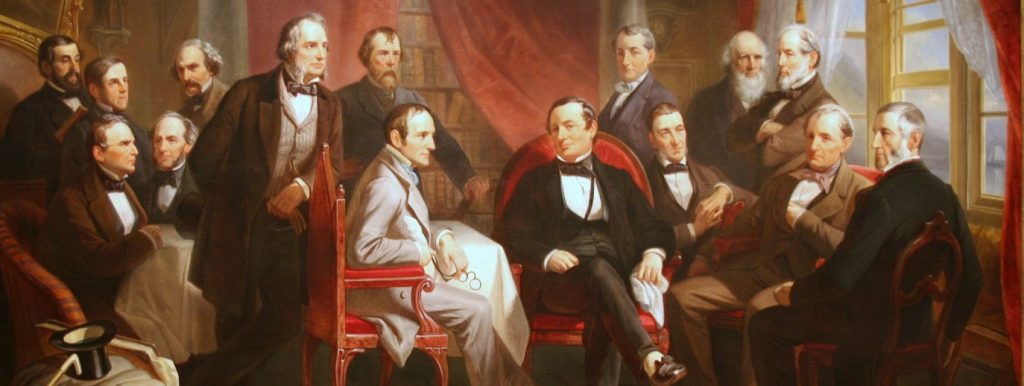Oil painting of Washington Irving and other 19th century American authors